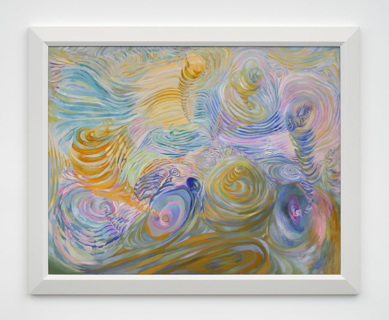 Wolfgang Paalen painting of swirling pastel spirals in blue, yellow and violet