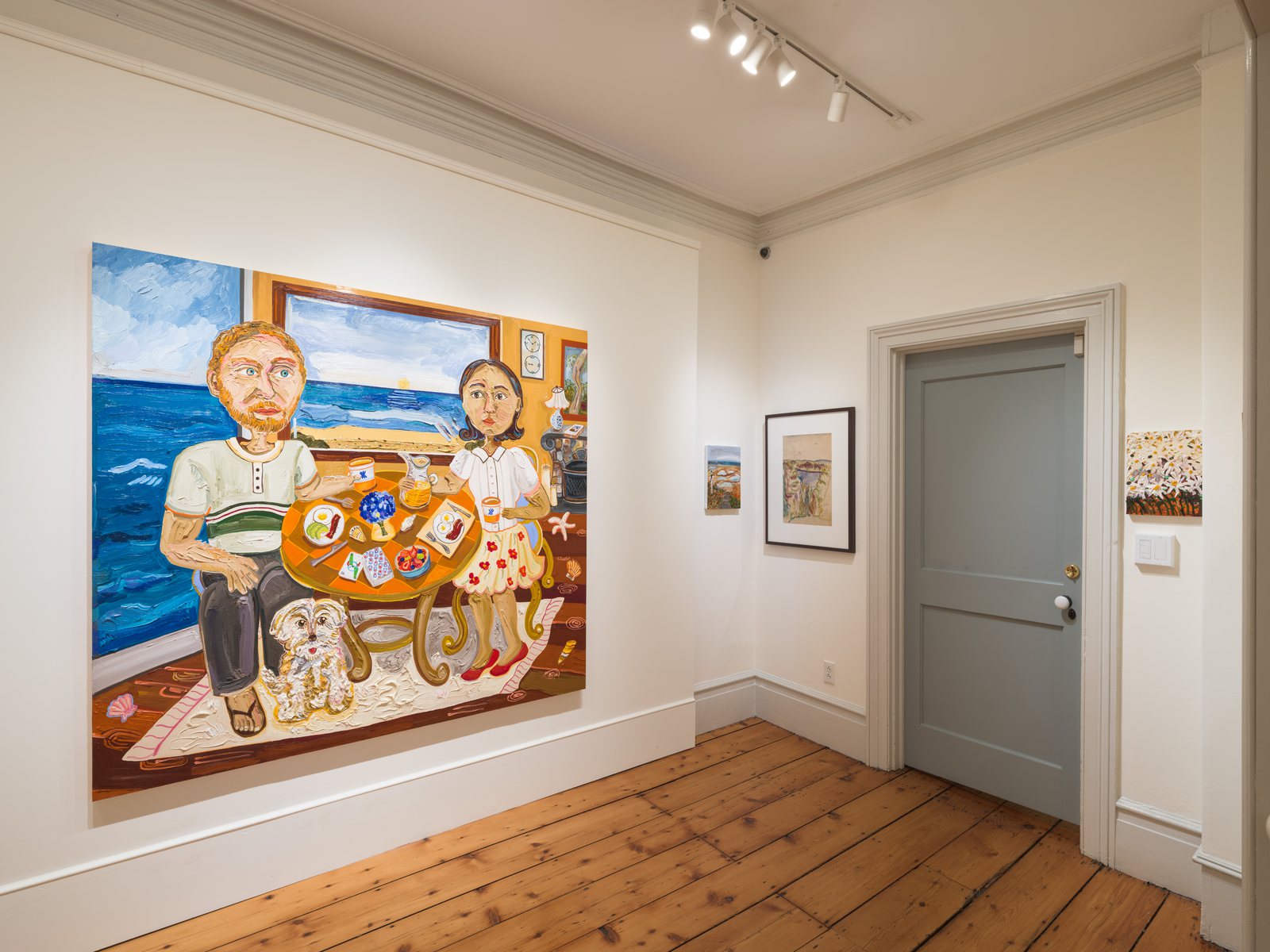 Installation view of Susan Chen’s “Rooms by the Sea” exhibition at Edward Hopper House, the double portrait on the wall