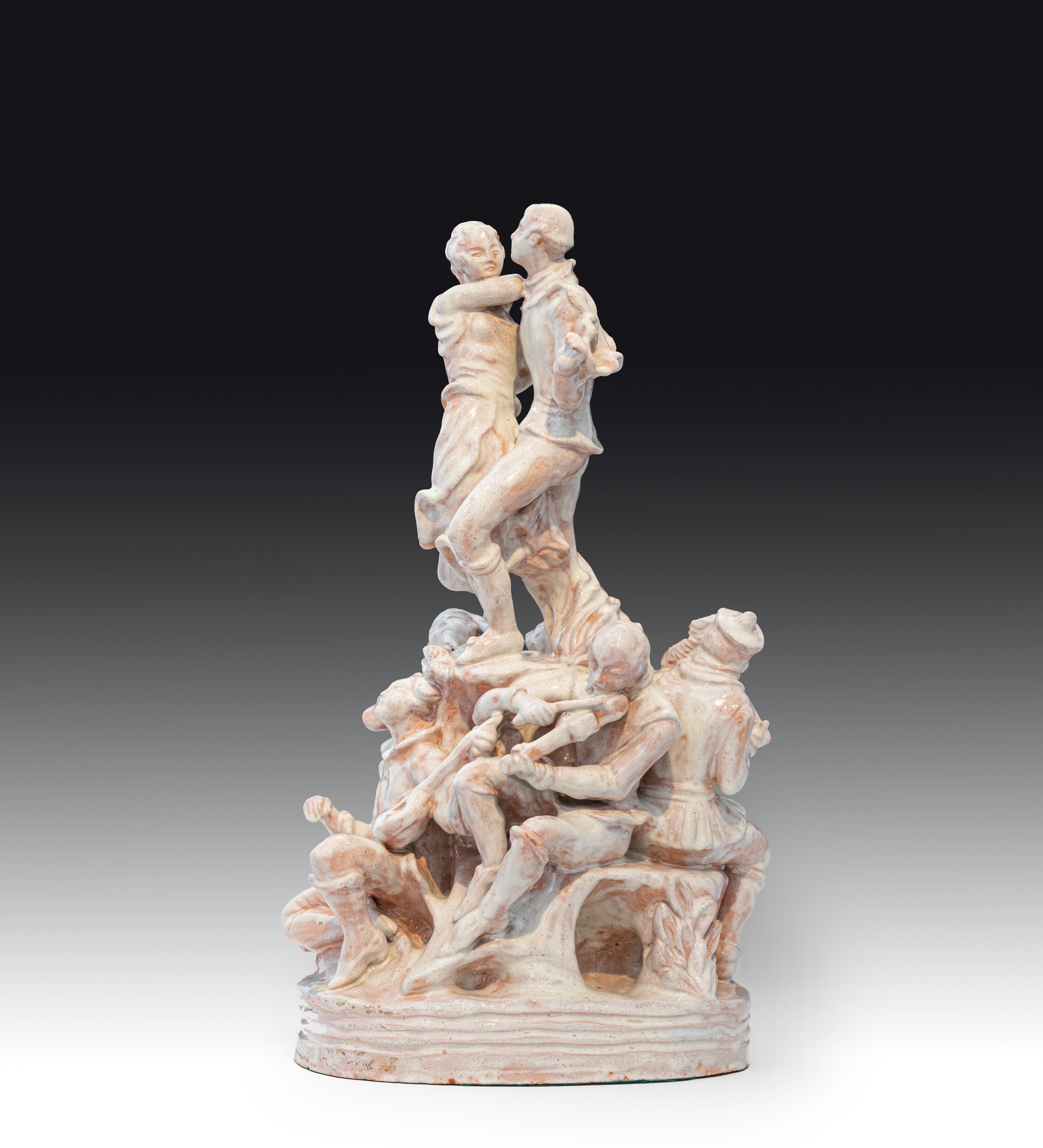 Vally Wieselthier, “Dance with Musicians,” a pale glazed earthenware group of dancers and musicians stacked on a round base