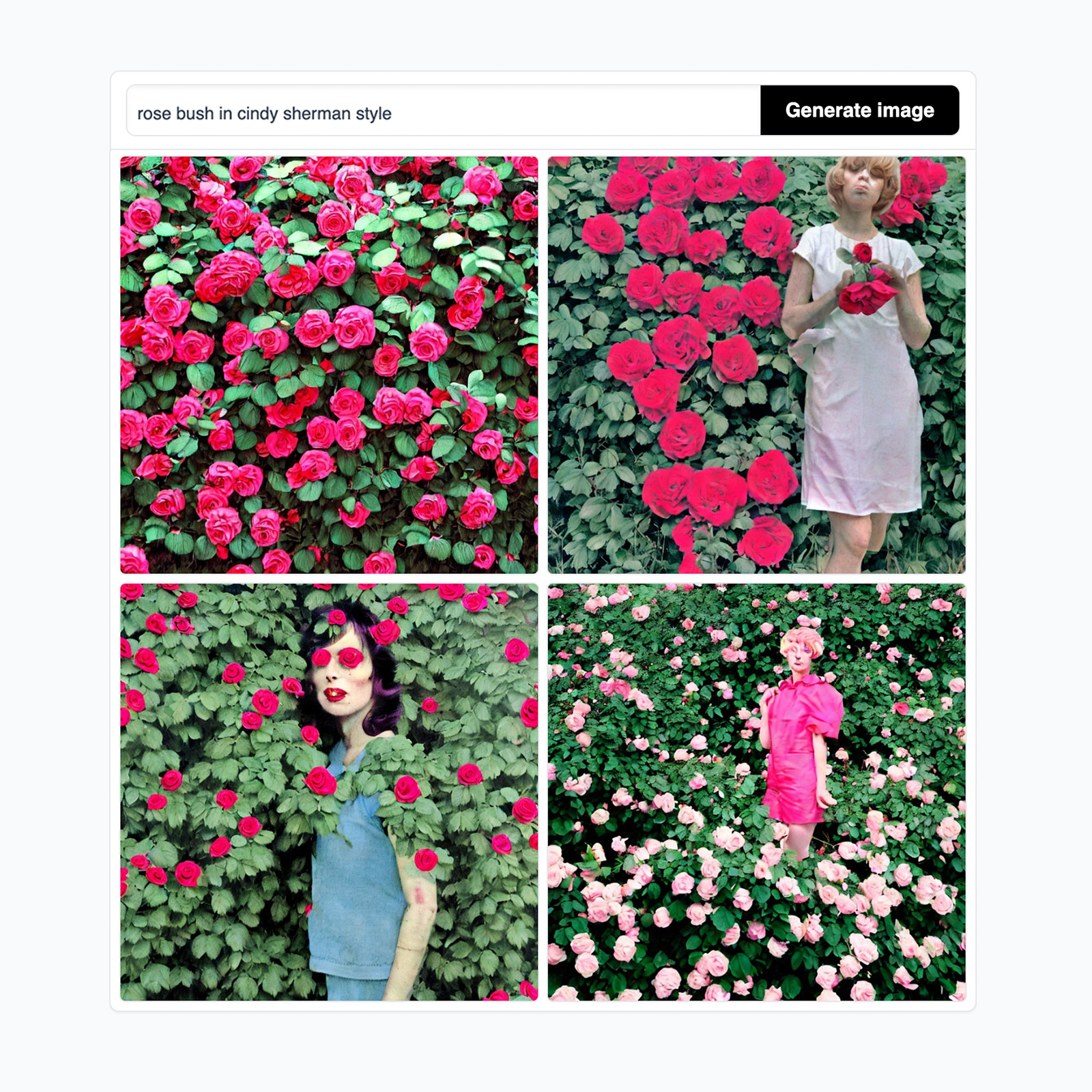 artwork in Cindy Sherman style, generated by AI